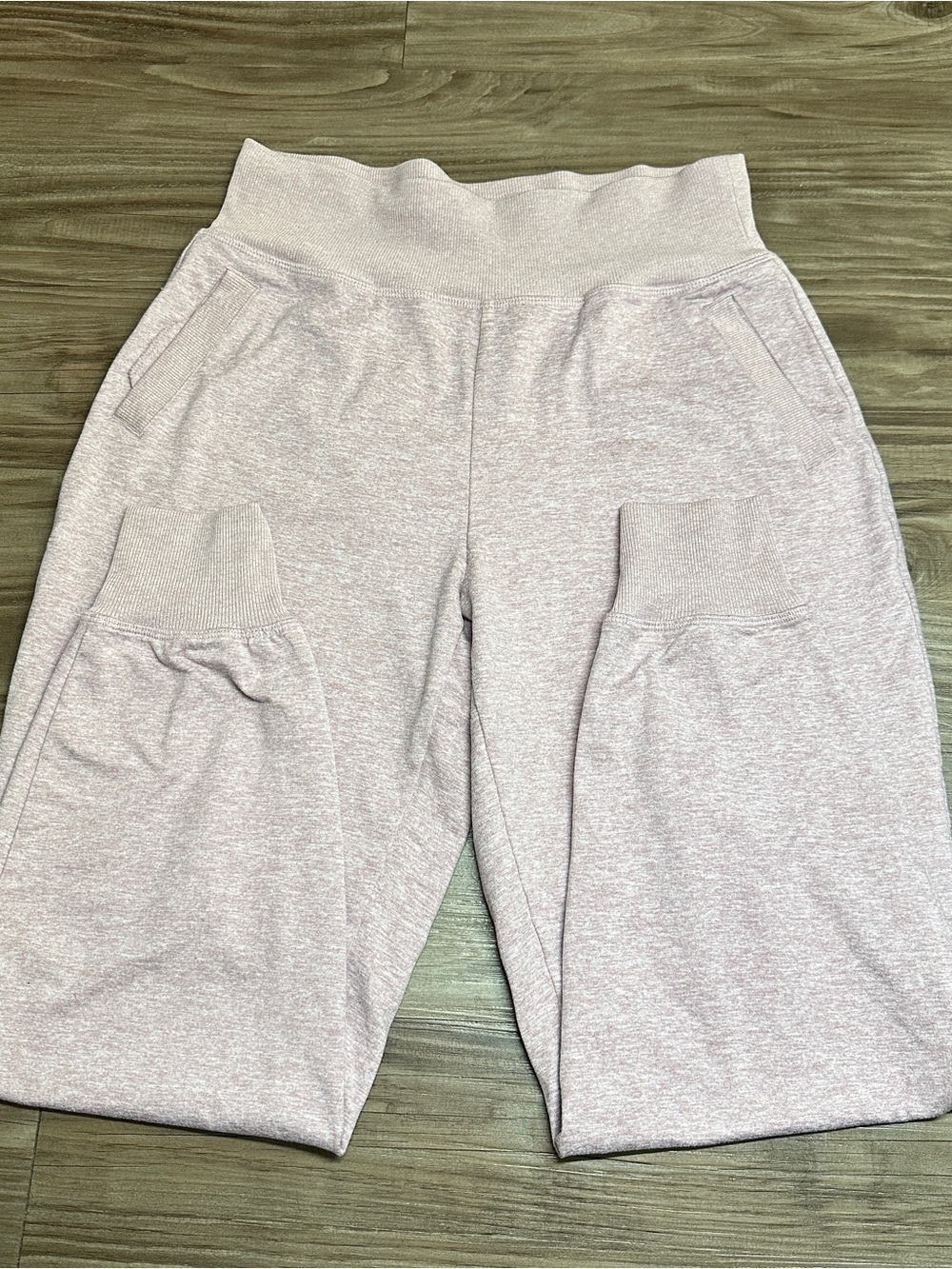 High-Rise Cozy Track Joggers in Light Mauve